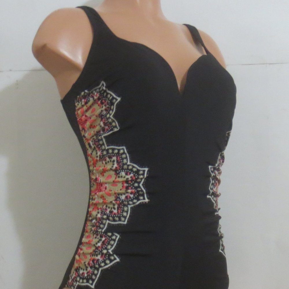 Miraclesuit Black One-Piece Swimsuit with Floral Side Print